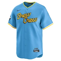 Maillot Nike City Connect Limited bleu clair des Milwaukee Brewers pour homme