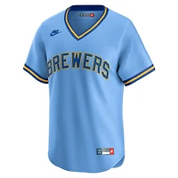 Maillot Nike bleu clair pour homme des Milwaukee Brewers, collection Cooperstown, édition limitée