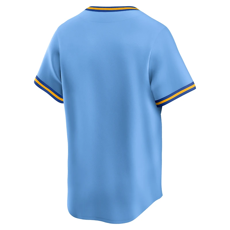 Maillot Nike bleu clair pour homme des Milwaukee Brewers, collection Cooperstown, édition limitée