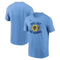 T-shirt Nike bleu clair pour homme, motif local des Milwaukee Brewers