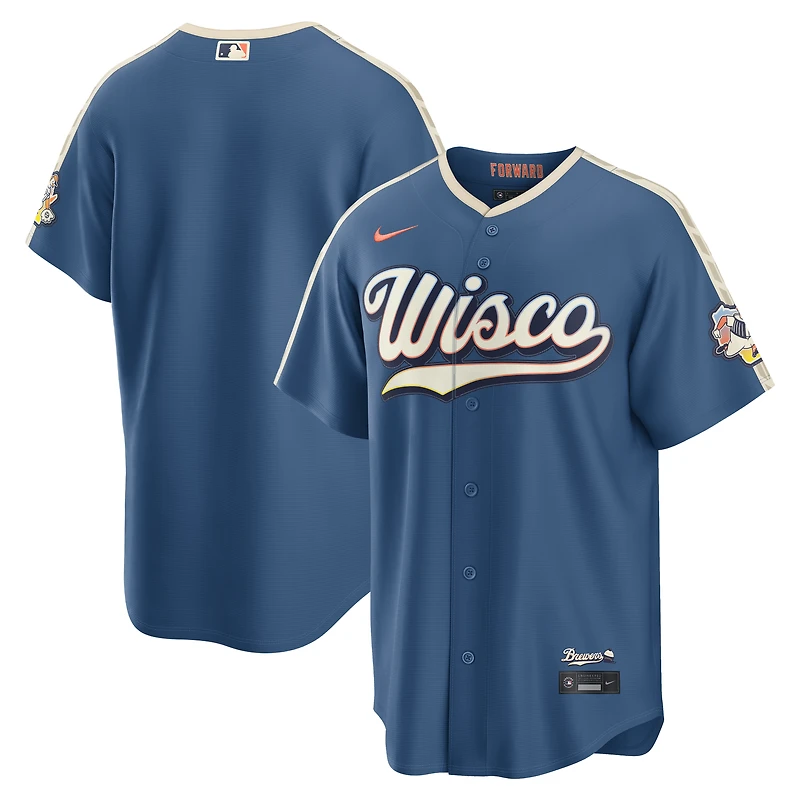 Men's Nike  Mineral Blue Milwaukee Brewers 2026 City Connect Stadium Jersey