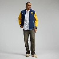 Men's Nike Navy/Gold Milwaukee Brewers Authentic Collection Dugout Relaxed Full-Zip Bomber Jacket