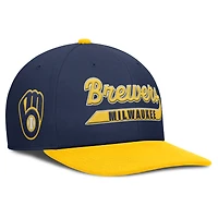 Casquette Nike Pro Performance Snapback bleu marine/doré pour homme des Milwaukee Brewers