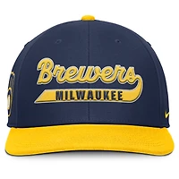 Casquette Nike Pro Performance Snapback bleu marine/doré pour homme des Milwaukee Brewers