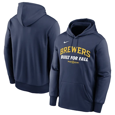 Sweat à capuche Nike bleu marine Milwaukee Brewers 2025 MLB Authentic Collection Therma Fleece pour homme