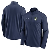 Men's Nike Navy Milwaukee Brewers Agility Pacer Lightweight Performance Half-Zip Top
