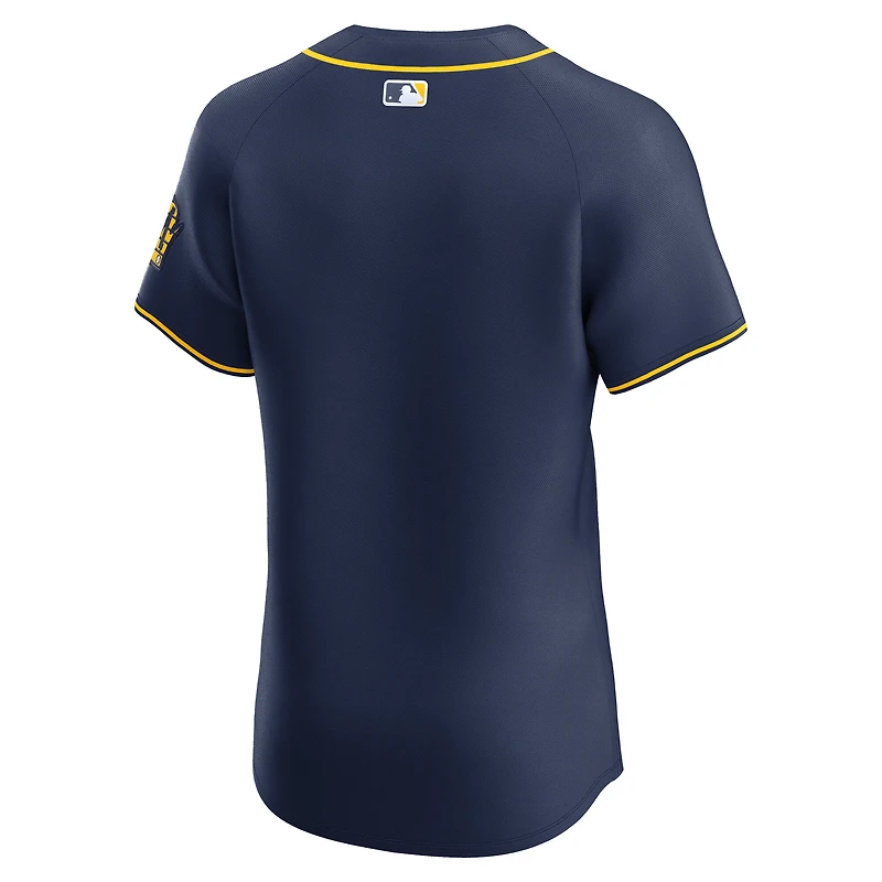 Maillot Nike bleu marine Alternate 2 Elite des Milwaukee Brewers pour homme