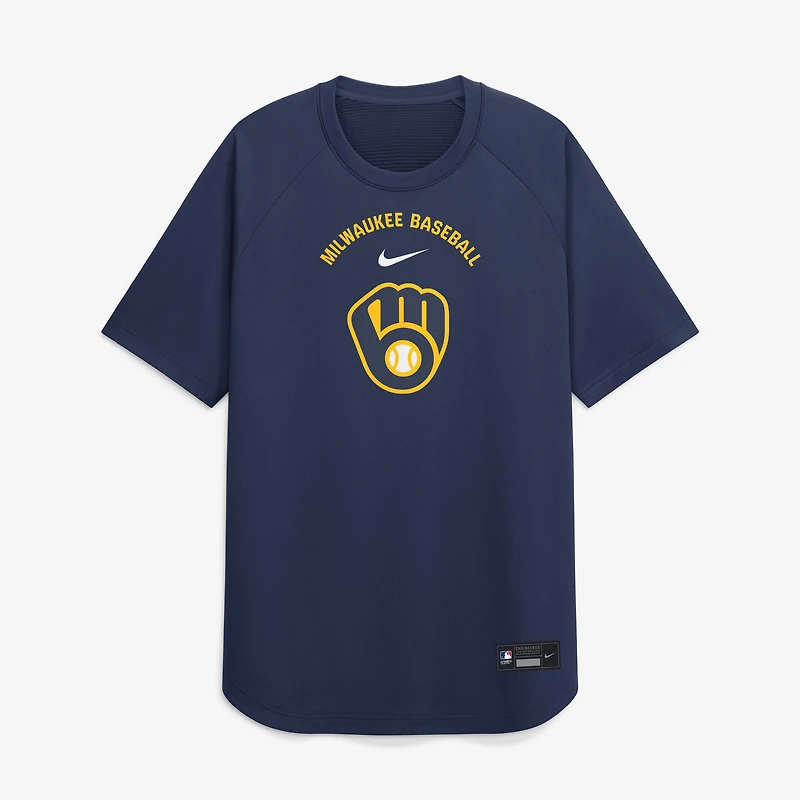 Men's Nike Navy Milwaukee Brewers Authentic Collection Batting Practice Pre-Game Raglan Dri-FIT Top