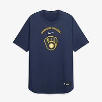 Men's Nike Navy Milwaukee Brewers Authentic Collection Batting Practice Pre-Game Raglan Dri-FIT Top