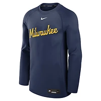 Sweat-shirt à capuche Nike bleu marine Milwaukee Brewers Authentic Collection Game Time Raglan Performance pour homme