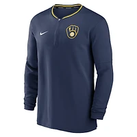 Men's Nike Navy Milwaukee Brewers Authentic Collection Performance Half-Zip Top
