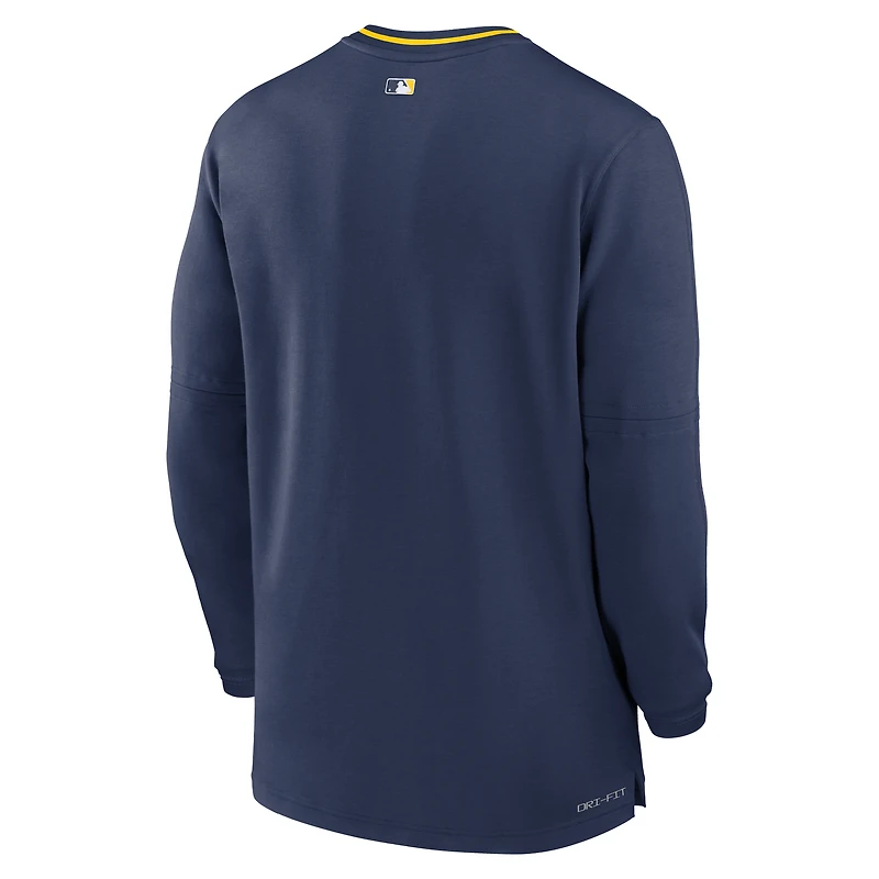 Men's Nike Navy Milwaukee Brewers Authentic Collection Performance Half-Zip Top