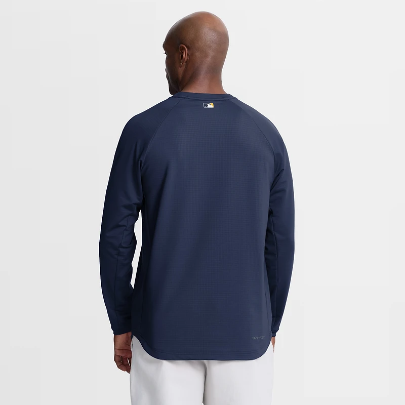 Men's Nike Navy Milwaukee Brewers Authentic Collection Raglan Dri-FIT Sweatshirt