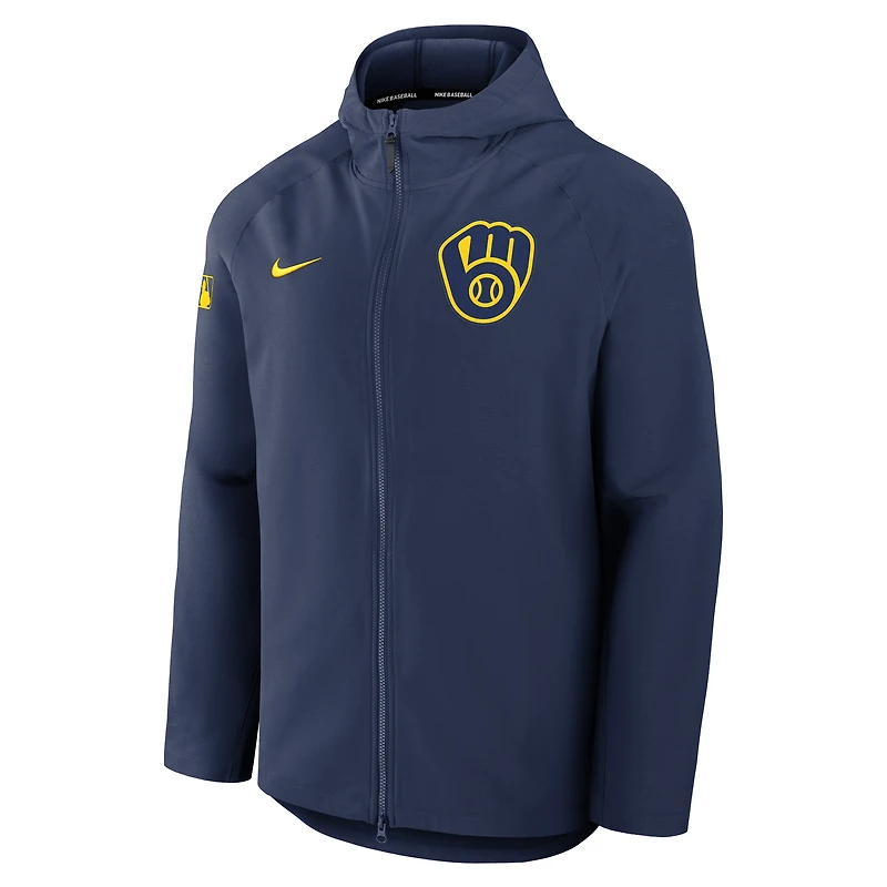 Men's Nike Navy Milwaukee Brewers Authentic Collection Raglan Performance Full-Zip Jacket