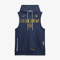 Sweat à capuche sans manches Nike Milwaukee Brewers Authentic Collection Standard Issue Dri-FIT pour homme, bleu marine