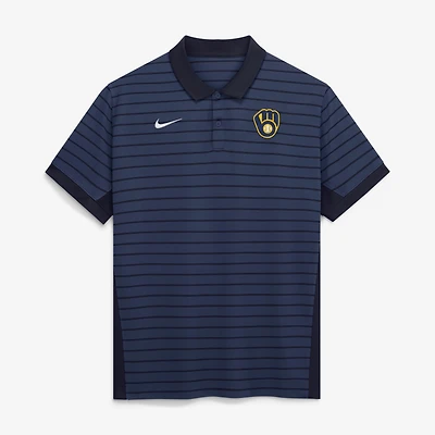 Polo rayé Victory Dri-FIT de la collection Authentic des Milwaukee Brewers, bleu marine, pour homme