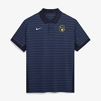 Polo rayé Victory Dri-FIT de la collection Authentic des Milwaukee Brewers, bleu marine, pour homme