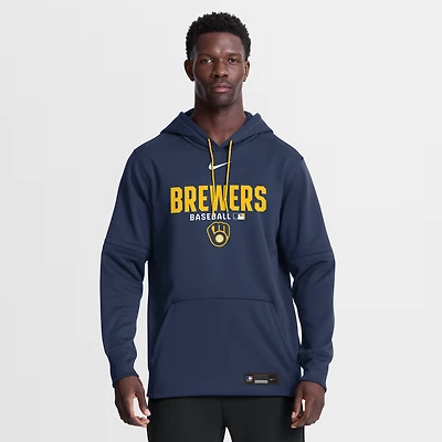 Men's Nike Navy Milwaukee Brewers Authentic Collection Therma-FIT Hoodie