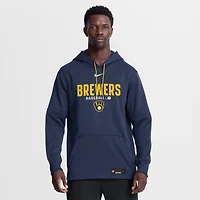 Men's Nike Navy Milwaukee Brewers Authentic Collection Therma-FIT Hoodie