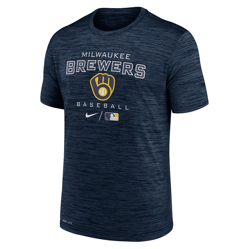 T-shirt Nike bleu marine Milwaukee Brewers Authentic Collection Velocity Practice Performance pour homme