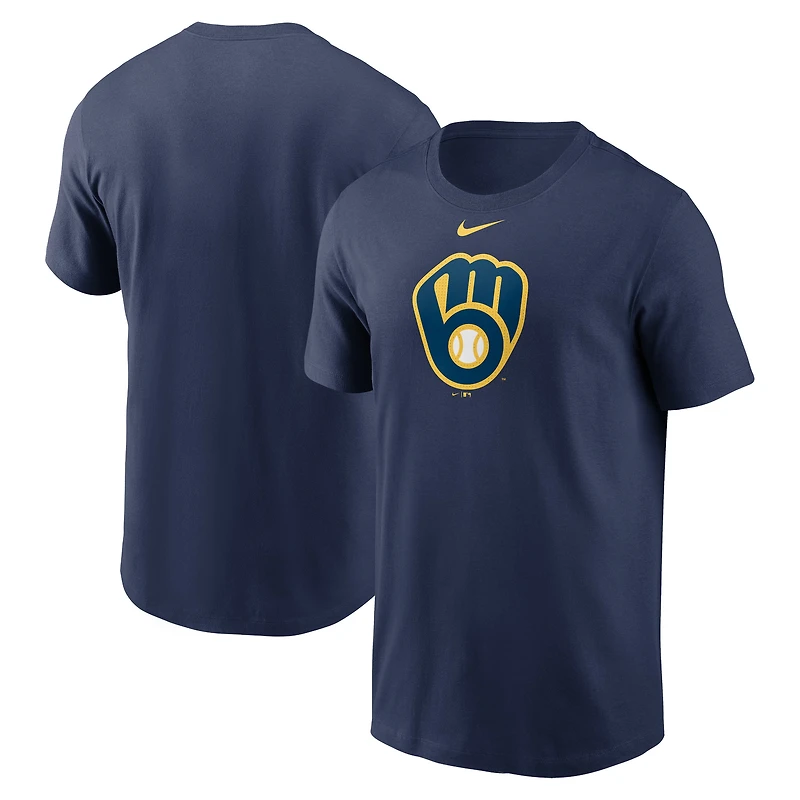 Men's Nike Navy Milwaukee Brewers Fuse Large Logo T-Shirt