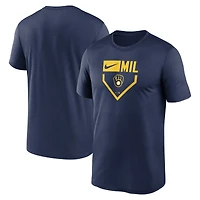 T-shirt Nike bleu marine Milwaukee Brewers Home Plate Icon Legend Performance pour homme