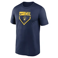 T-shirt Nike bleu marine Milwaukee Brewers Home Plate Icon Legend Performance pour homme