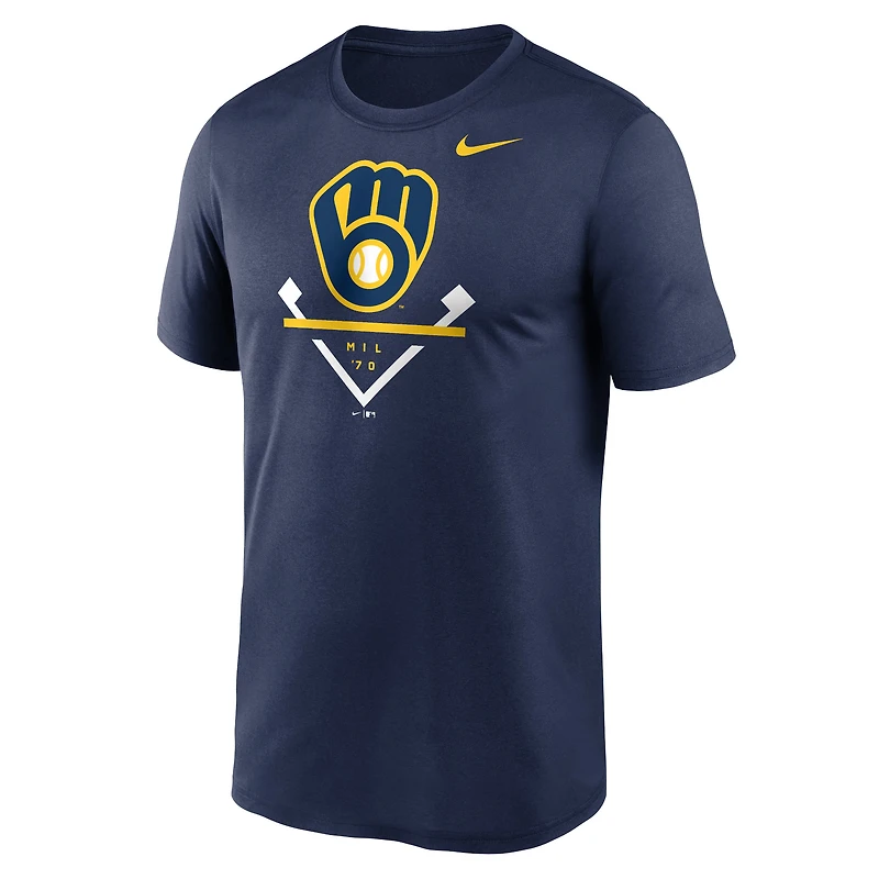 T-shirt Nike Icon Legend Performance bleu marine pour homme des Milwaukee Brewers