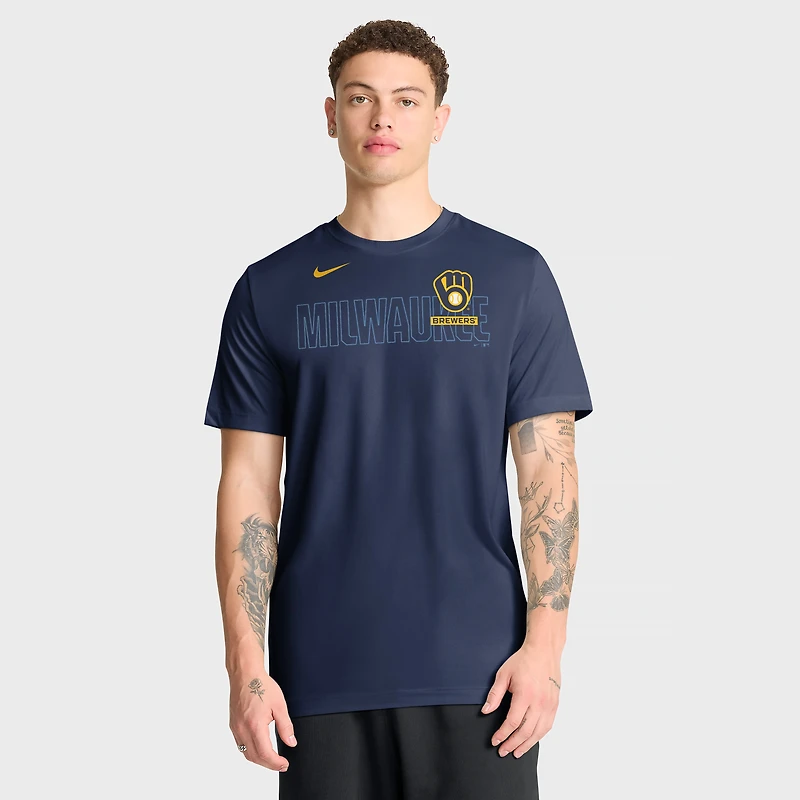 T-shirt Nike Dri-FIT Legend de l'équipe Knockout des Milwaukee Brewers, bleu marine, pour homme