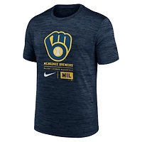 T-shirt Nike bleu marine Milwaukee Brewers avec grand logo Velocity pour homme