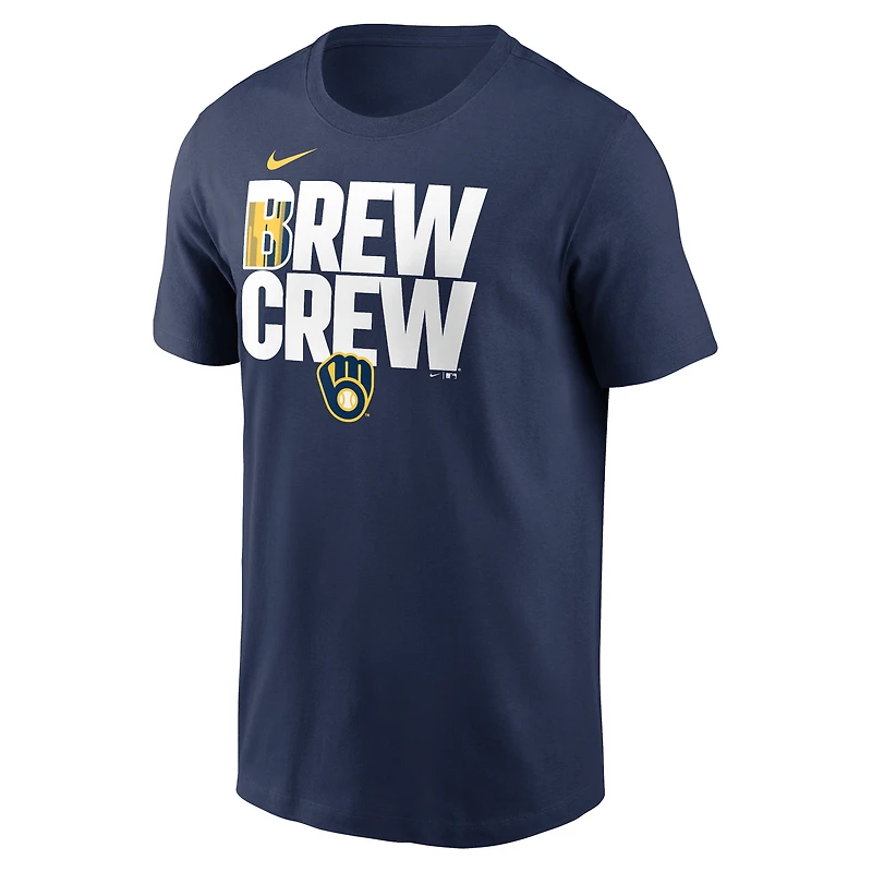 T-shirt Nike pour homme, bleu marine, Milwaukee Brewers, local, ville natale