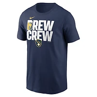 T-shirt Nike pour homme, bleu marine, Milwaukee Brewers, local, ville natale