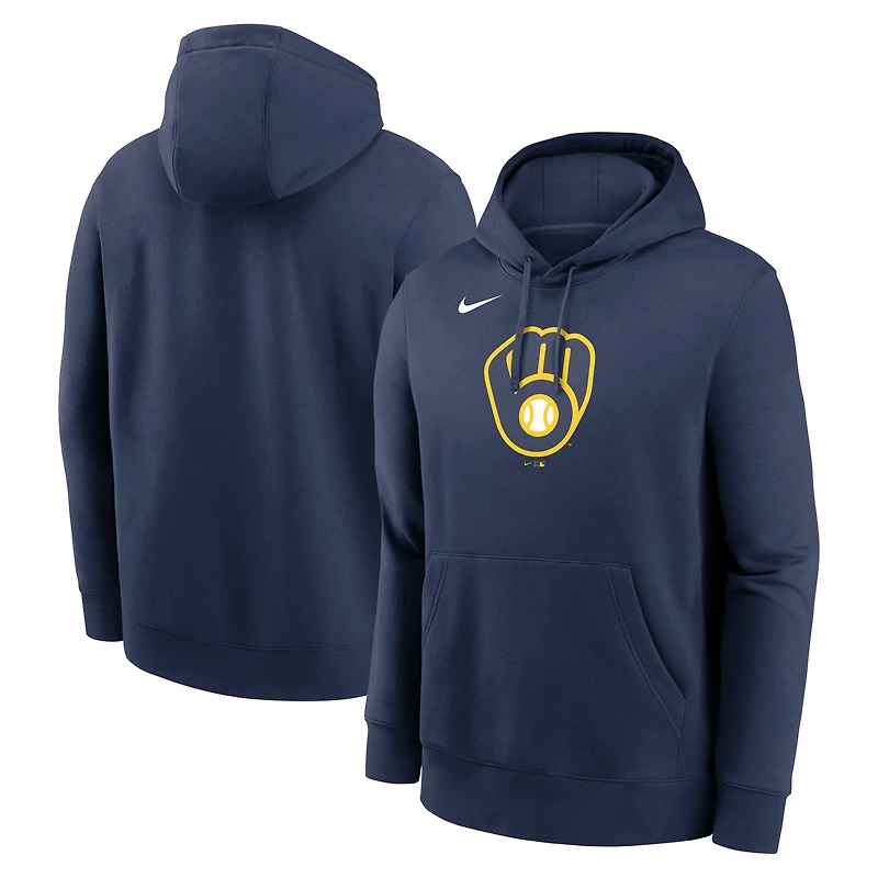 Men's Nike Navy Milwaukee Brewers Logo Club Fleece Hoodie