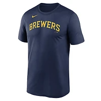 T-shirt New Legend Wordmark des Milwaukee Brewers Nike bleu marine pour homme