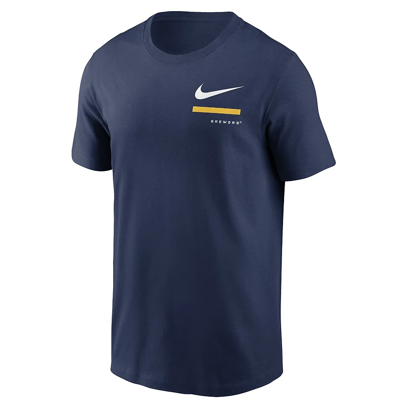 T-shirt Nike Milwaukee Brewers Over The Shoulder pour homme, bleu marine