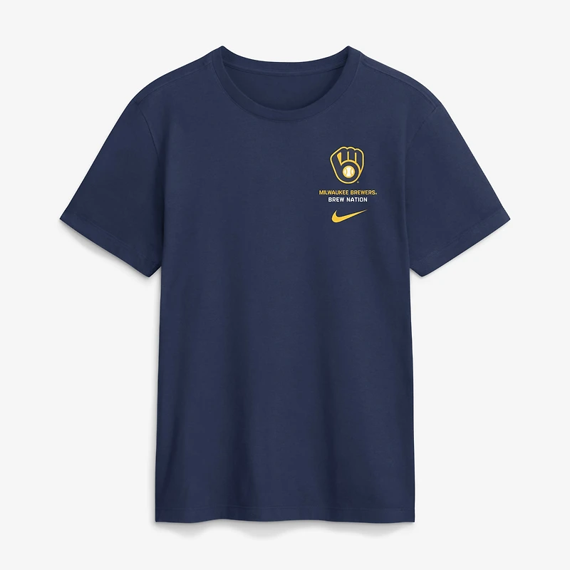 Men's Nike Navy Milwaukee Brewers Primetime 2-Hit T-Shirt