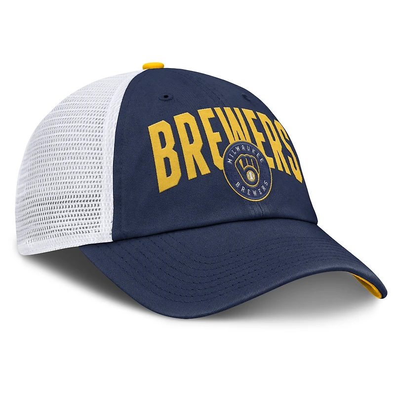 Casquette trucker ajustable Nike Primetime Club Milwaukee Brewers bleu marine pour homme