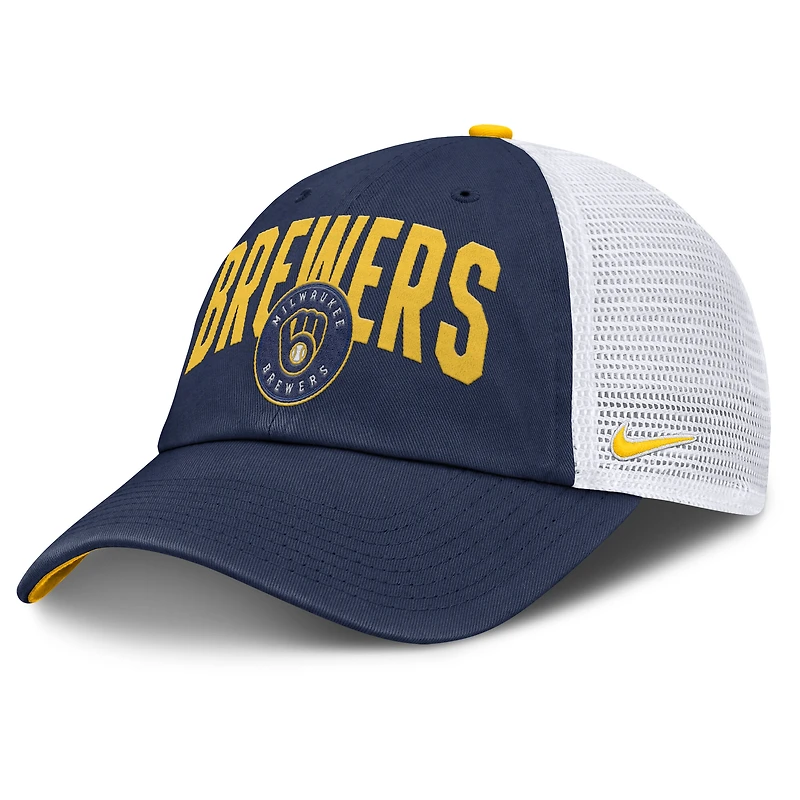 Casquette trucker ajustable Nike Primetime Club Milwaukee Brewers bleu marine pour homme