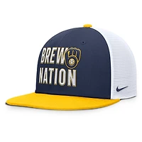 Casquette Snapback Nike Pro Trucker bleu marine pour homme des Milwaukee Brewers