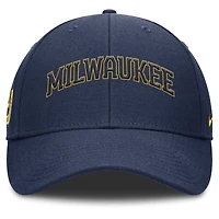 Casquette ajustable Nike bleu marine Milwaukee Brewers Rise Gaberdine pour homme