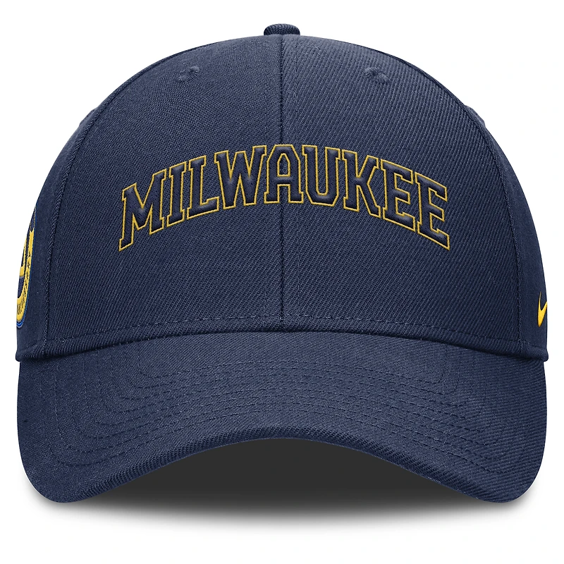 Casquette ajustable Nike bleu marine Milwaukee Brewers Rise Gaberdine pour homme