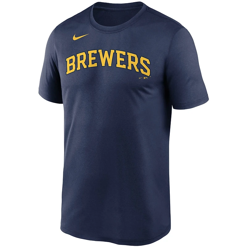 T-shirt Nike bleu marine Milwaukee Brewers Wordmark Legend Performance pour homme