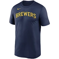 T-shirt Nike bleu marine Milwaukee Brewers Wordmark Legend Performance pour homme