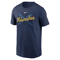 T-shirt de l'équipe locale Nike Milwaukee Brewers Wordmark pour homme - Bleu marine