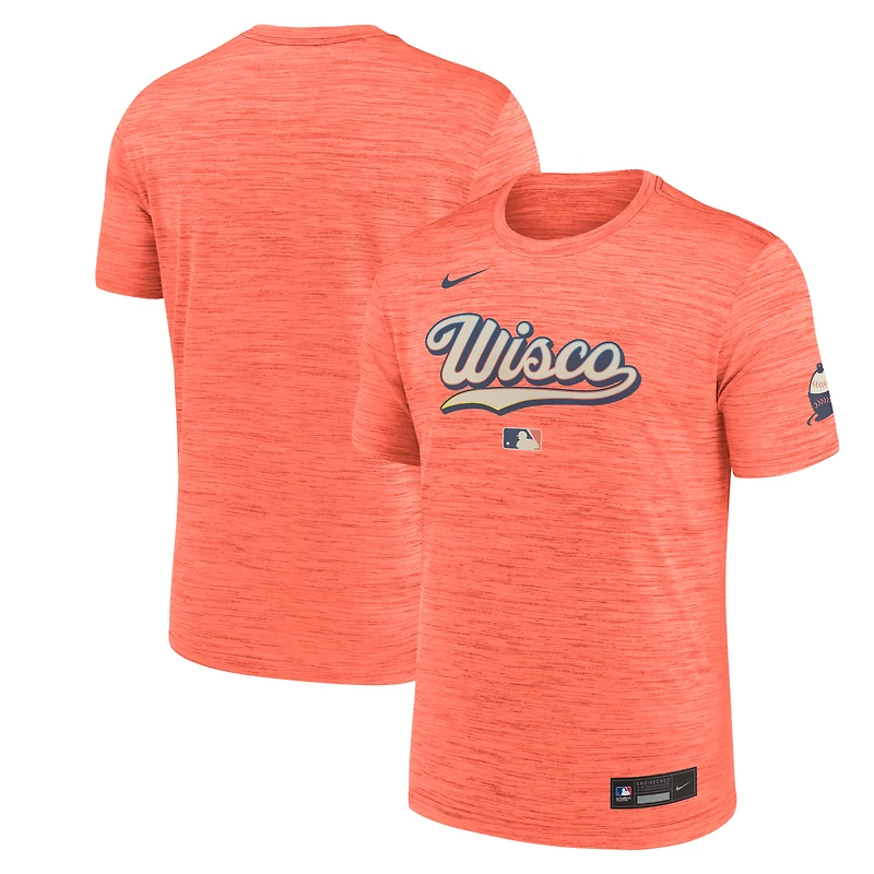 Men's Nike Orange Milwaukee Brewers Authentic Collection 2026 City Connect Velocity Dri-FIT T-Shirt