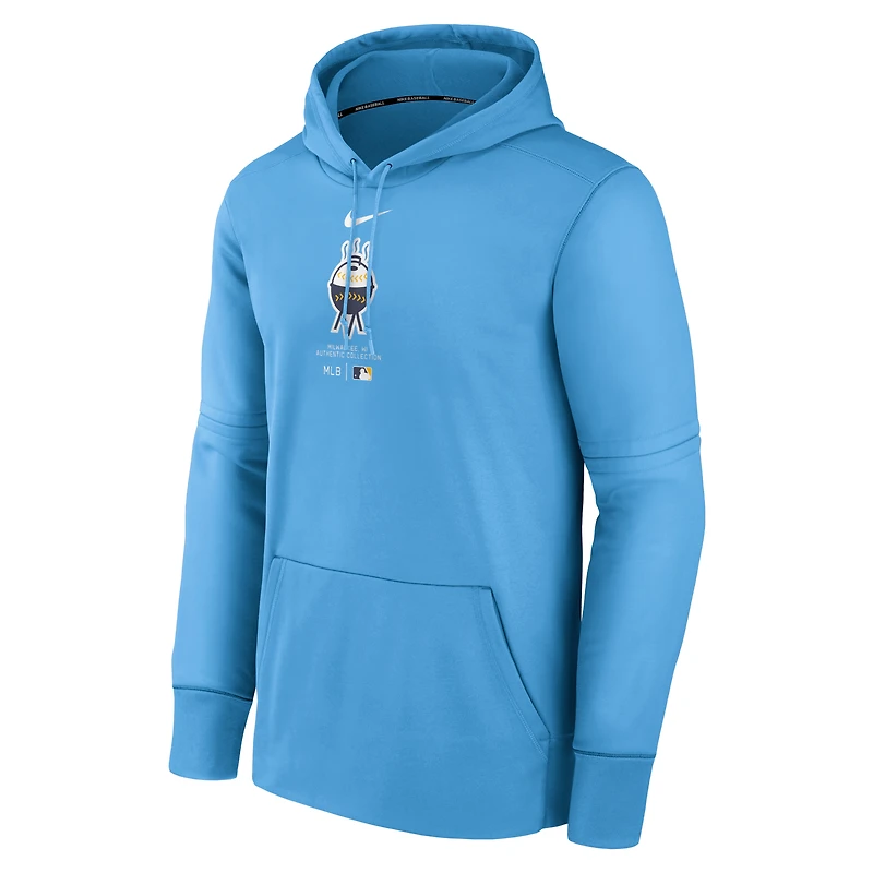 Sweat à capuche Nike Milwaukee Brewers Authentic Collection City Connect Performance pour homme, bleu