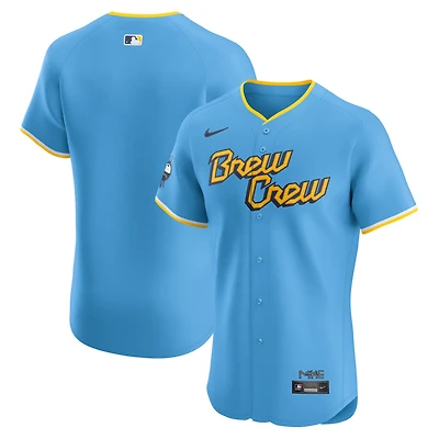 Men's Nike  Powder Blue Milwaukee Brewers City Connect Elite Jersey