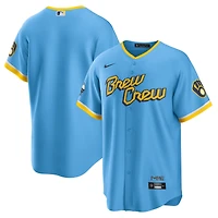 Maillot de l'équipe réplique Nike Milwaukee Brewers City Connect Replica pour homme, bleu poudre