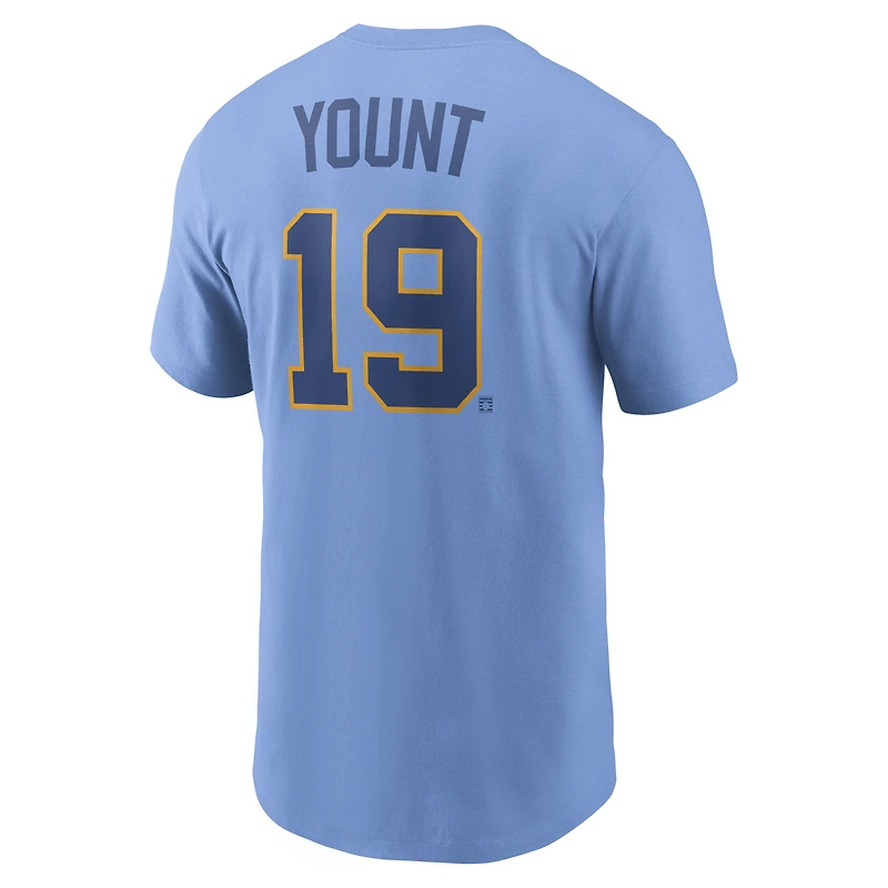 T-shirt Nike Robin Yount bleu poudré Milwaukee Brewers Cooperstown Collection avec nom et numéro pour homme