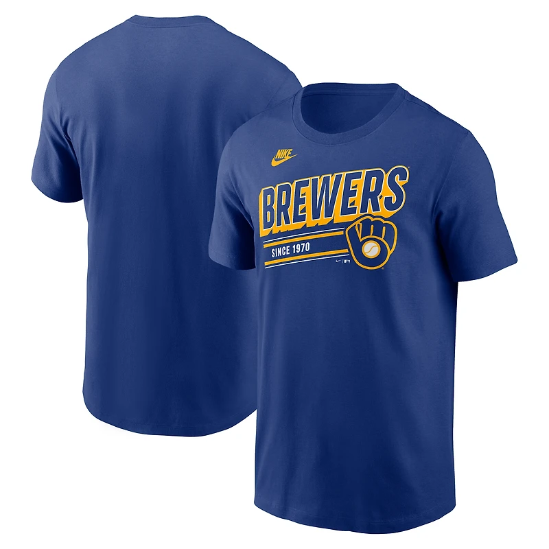T-shirt rétro Nike Royal Milwaukee Brewers Cooperstown pour homme